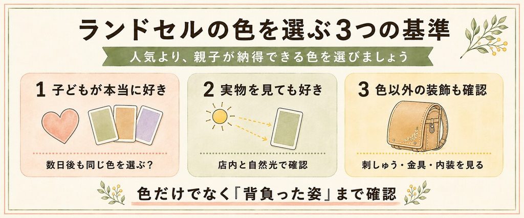 ランドセルの色を選ぶときに確認したい3つの基準