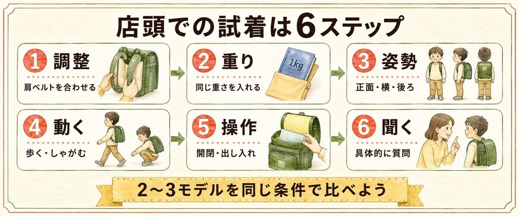ランドセル店頭試着6ステップ